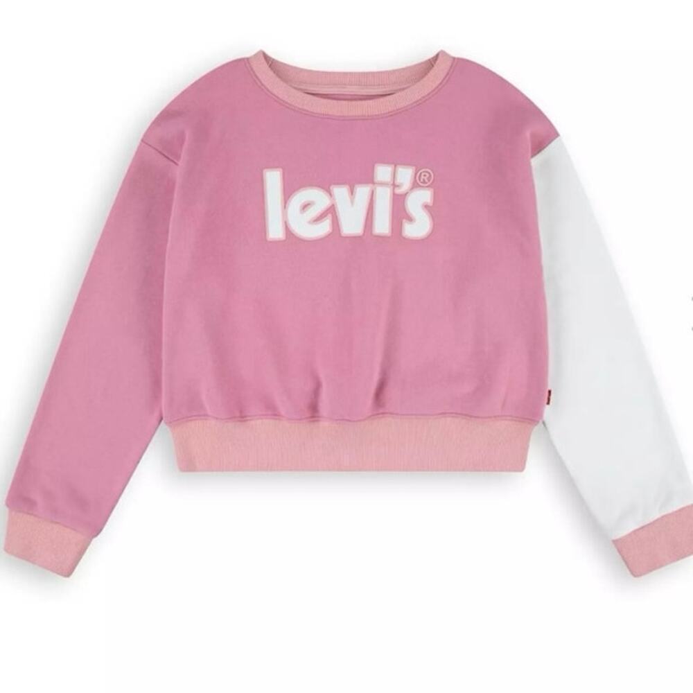 Levi’s Teenager Meet and Greet Pink Colorblocked Crewneck Girls XL - Picture 1 of 6